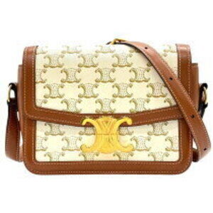 Celine Teen Triomphe Bag white tan canvas
